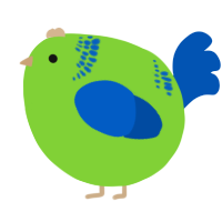 A grass and ultramarine chicken with a neck-band pattern