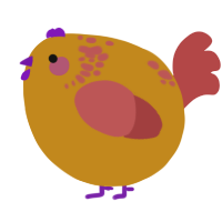 A ochre and red chicken with a neck-speckle pattern