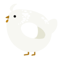 A white chicken with a neck-speckle pattern