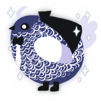A navy and lilac chicken with a double-lace pattern