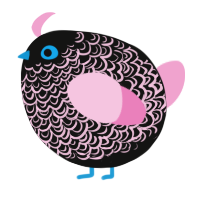 A black and pink chicken with a double-lace pattern