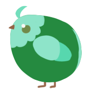 A viridian and mint chicken with a head pattern