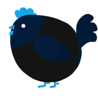 A black and tumblr chicken with a head pattern