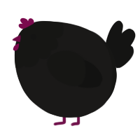 A sable and black chicken with a head pattern