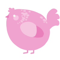 A pink chicken with a neck-speckle pattern