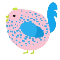 A rose and sky chicken with a speckle pattern