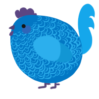 A sapphire and sky chicken with a double-lace pattern