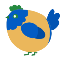 A honey and ultramarine chicken with a head pattern