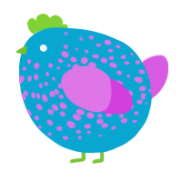 A cerulean and orchid chicken with a speckle pattern
