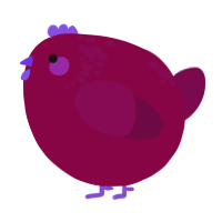 A maroon and wine chicken with a neck-speckle pattern