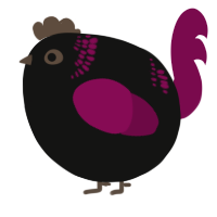 A black and wine chicken with a neck-band pattern