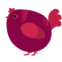 A maroon and crimson chicken with a neck-band pattern