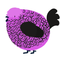 A orchid and sable chicken with a double-lace pattern