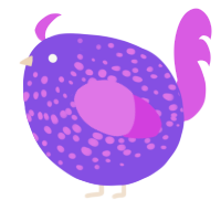 A blurple and orchid chicken with a speckle pattern