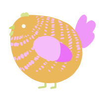A honey and lavender chicken with a bar pattern