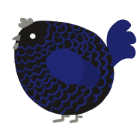 A sable and navy chicken with a lace pattern