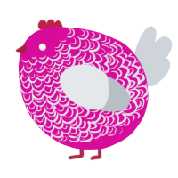 A fuchsia and mist chicken with a double-lace pattern