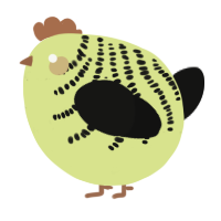 A lemon and black chicken with a half-bar pattern