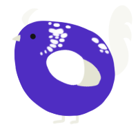 A indigo and white chicken with a neck-speckle pattern