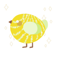 A yellow and apple chicken with a bar pattern