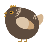A bark and beige chicken with a neck-band pattern