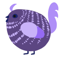 A overcast and lilac chicken with a bar pattern