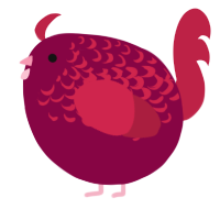 A maroon and crimson chicken with a half-lace pattern