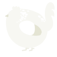 A white chicken with a neck-speckle pattern