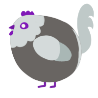 A grey and silver chicken with a head pattern