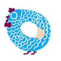 A sky and cream chicken with a lace pattern