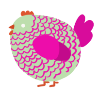A gluppy and fuchsia chicken with a lace pattern