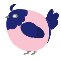 A rose and navy chicken with a head pattern