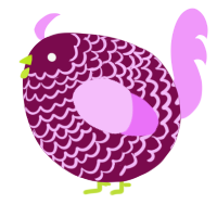 A wine and lavender chicken with a lace pattern
