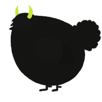 A black chicken with a lace pattern