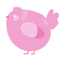 A pink chicken with a neck-band pattern