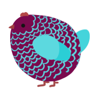 A wine and aqua chicken with a lace pattern