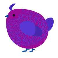 A plum and indigo chicken with a double-lace pattern