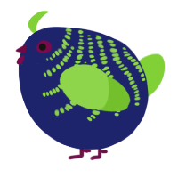A navy and grass chicken with a half-bar pattern