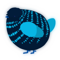 A tumblr and cerulean chicken with a bar pattern
