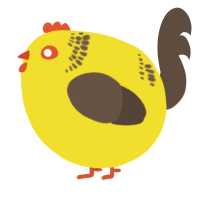 A yellow and bark chicken with a neck-band pattern