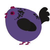 A overcast and sable chicken with a neck-speckle pattern