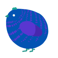 A ultramarine and indigo chicken with a bar pattern