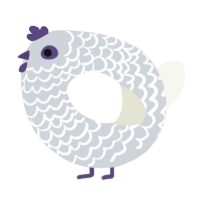 A mist and white chicken with a lace pattern