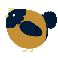 A gold and tumblr chicken with a head pattern