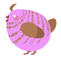 A lavender and brown chicken with a bar pattern