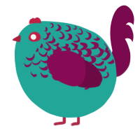 A turquoise and wine chicken with a half-lace pattern