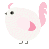 A white and rose chicken with a lace pattern