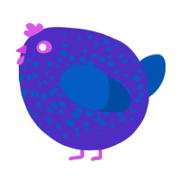 A indigo and ultramarine chicken with a speckle pattern