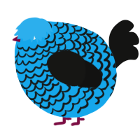 A sky and black chicken with a lace pattern