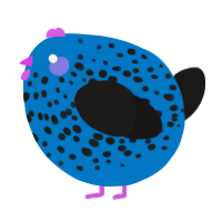A sapphire and sable chicken with a speckle pattern